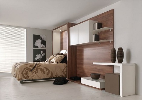 BOONE _loft_bedkast _opklapbed_tweepersoons_bed_noten_wit_ wand